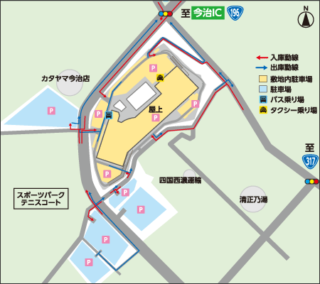 イオンモール今治新都市の駐車場の地図